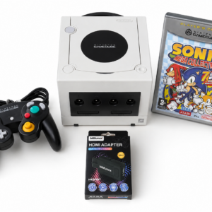 Nintendo GameCube Konsole Pearl White Edition mit HDMI + Original Controller + Sonic Mega Collection (Neuwertig)