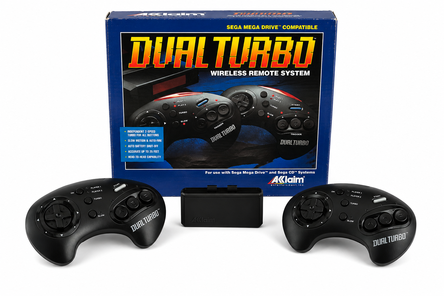 Acclaim Dual Turbo Infrarot Wireless Controller für SEGA Mega Drive 1 & 2 (OVP) TOP ZUSTAND