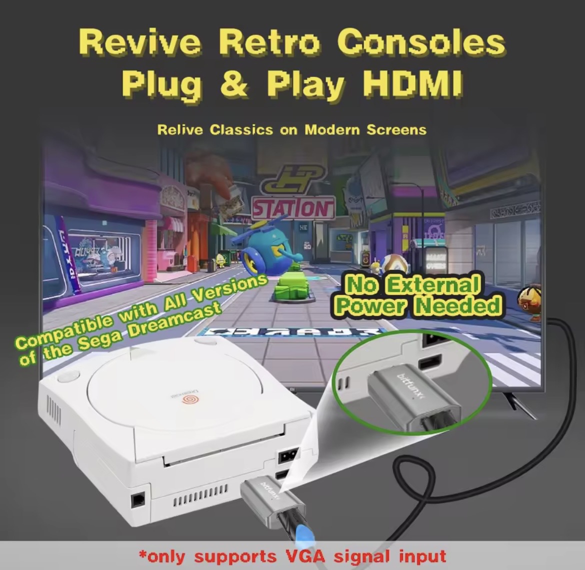 Bitfunx HDMI Adapter für SEGA Dreamcast (Plug & Play) – Bild 5