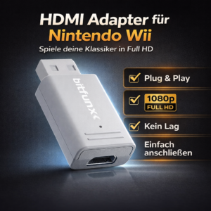 Bitfunx HDMI Adapter für Nintendo Wii Konsole (Plug & Play)