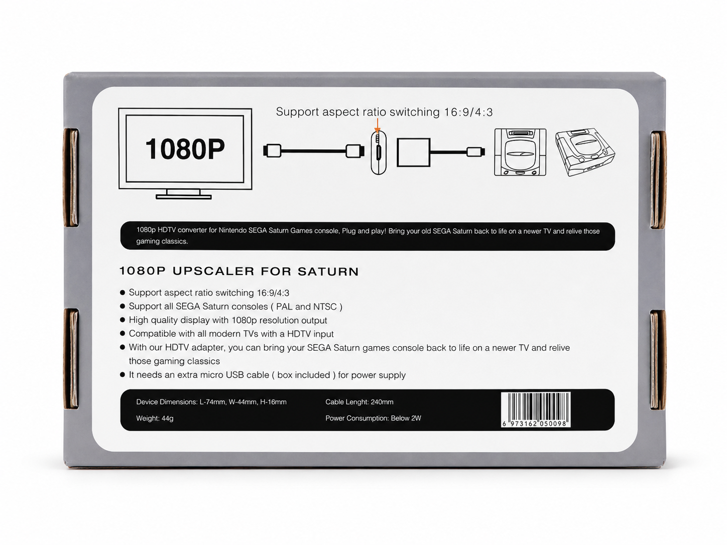Bitfunx HDMI Adapter für SEGA SATURN (Mit HDMI-Kabel) – Bild 3