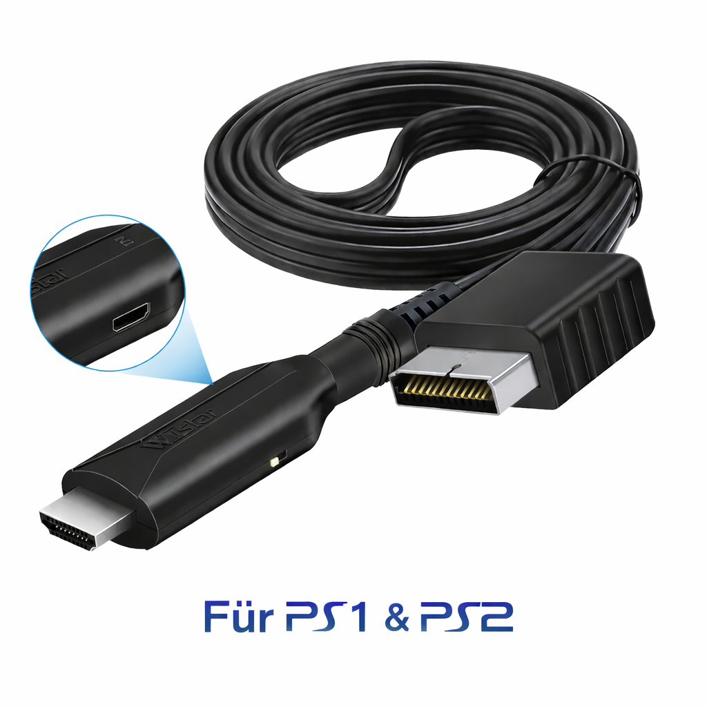 PS1/PS2 zu HDMI Adapter-Konverter Kabel für PlayStation 1 & 2 1080P