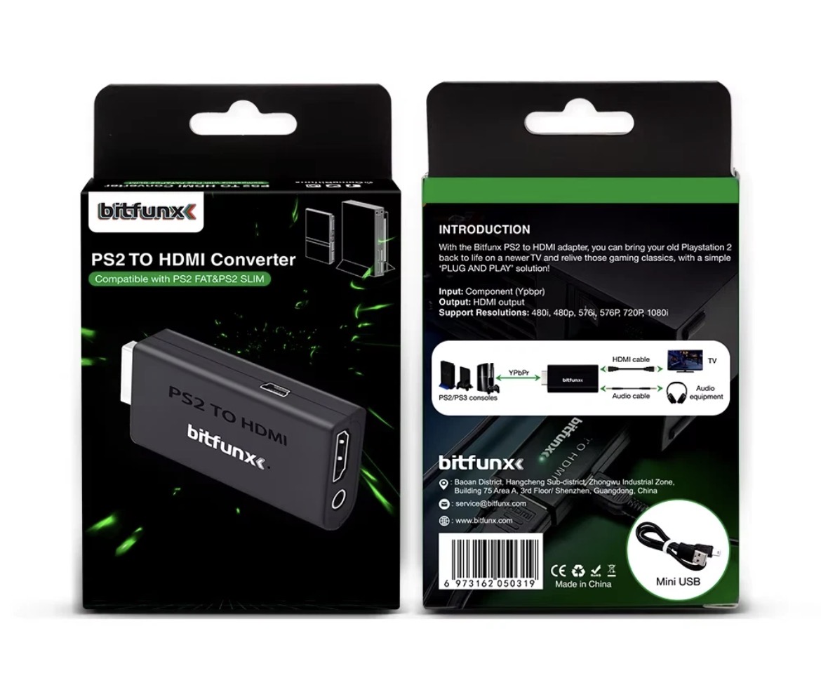 Bitfunx PS2 HDMI Adapter Plug & Play
